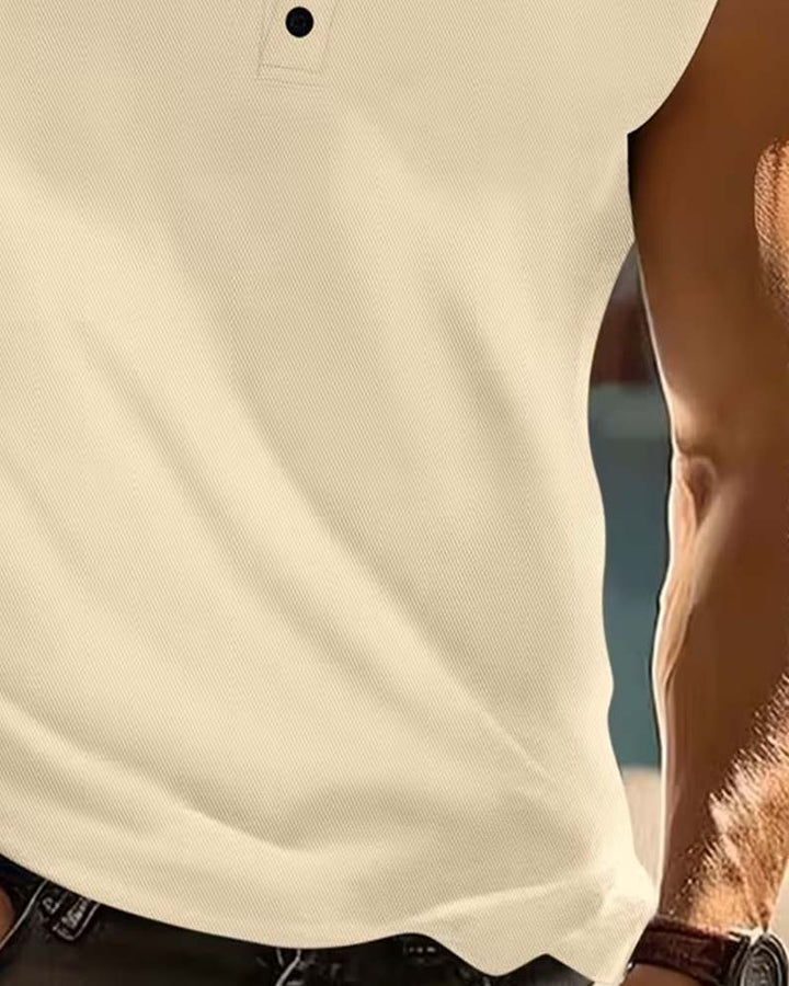 Débardeur Homme Henley Uni Sport