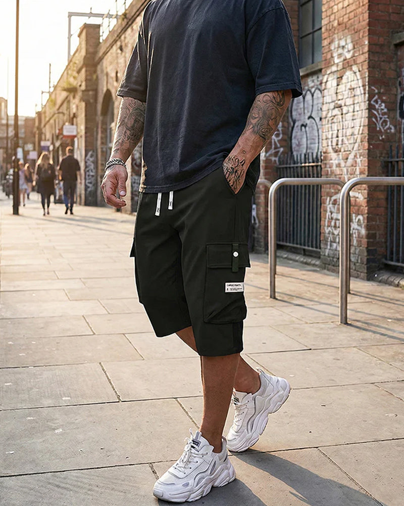 Pantalon Homme Décontracté Cordon Capri Cargo