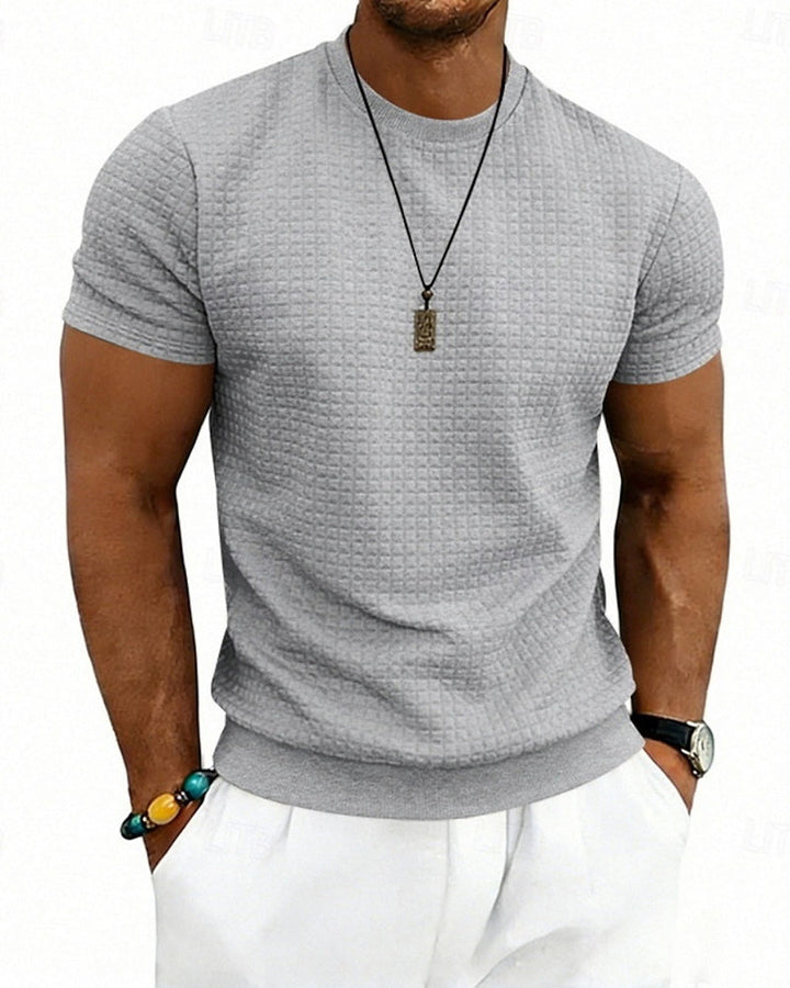 T-Shirt Côtes Col Rond Manches Courtes