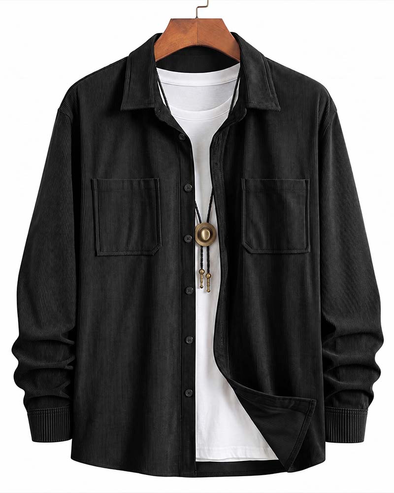 👔 Veste Chemise Décontractée En Velours Côtelé Pour Homme – Texture Classique Rencontre Confort Quotidien