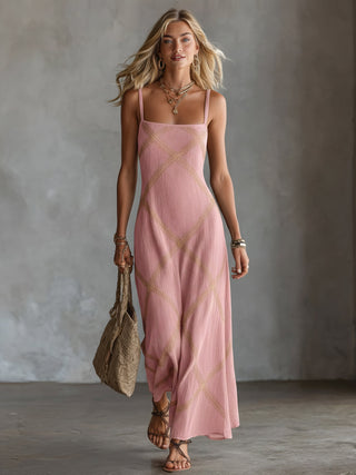 Victorine | Robe Géométrique Noire et Camel