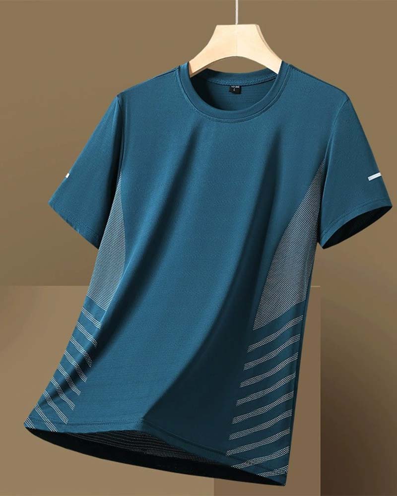 T-Shirt Homme Bande Latérale Soie De Glace