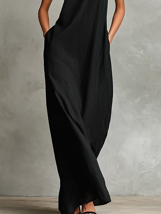 Catherine | Robe longue noire minimaliste