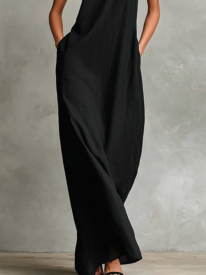 Catherine | Robe longue noire minimaliste