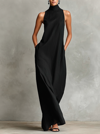 Catherine | Robe longue noire minimaliste