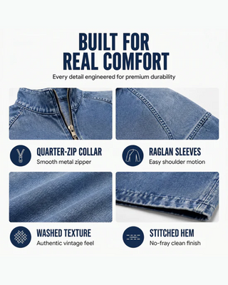 Chemise En Twill Lavé À Fermeture Éclair Manches Courtes