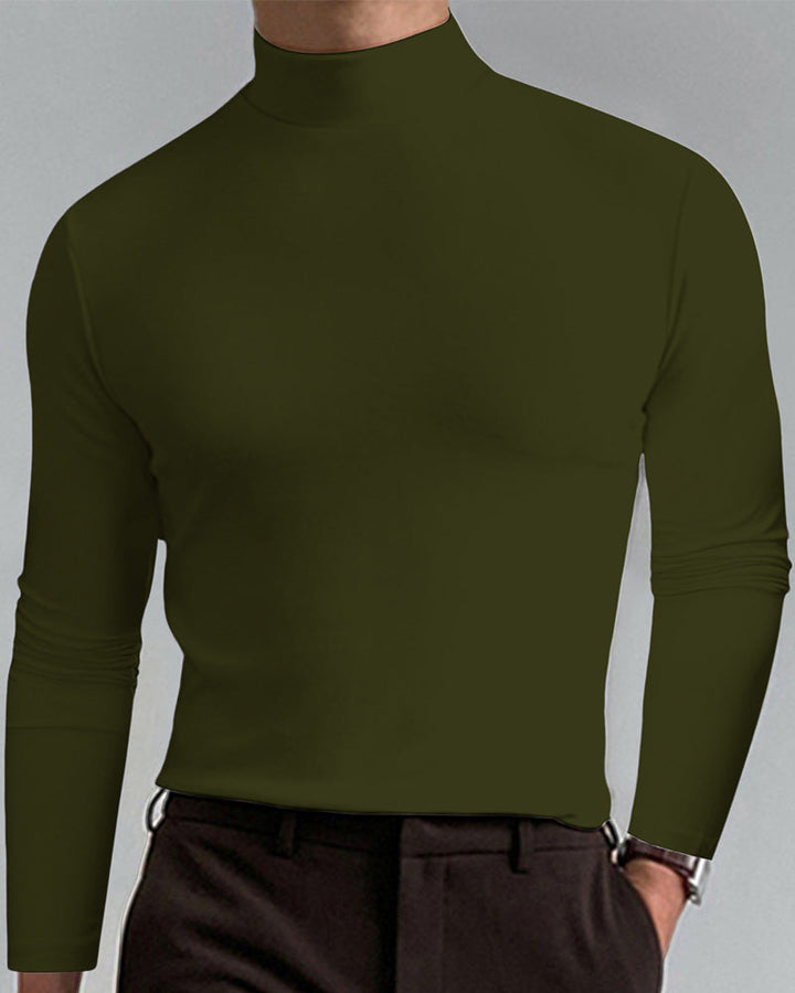 T-Shirt À Manches Longues Pour Homme Avec Col Ajusté