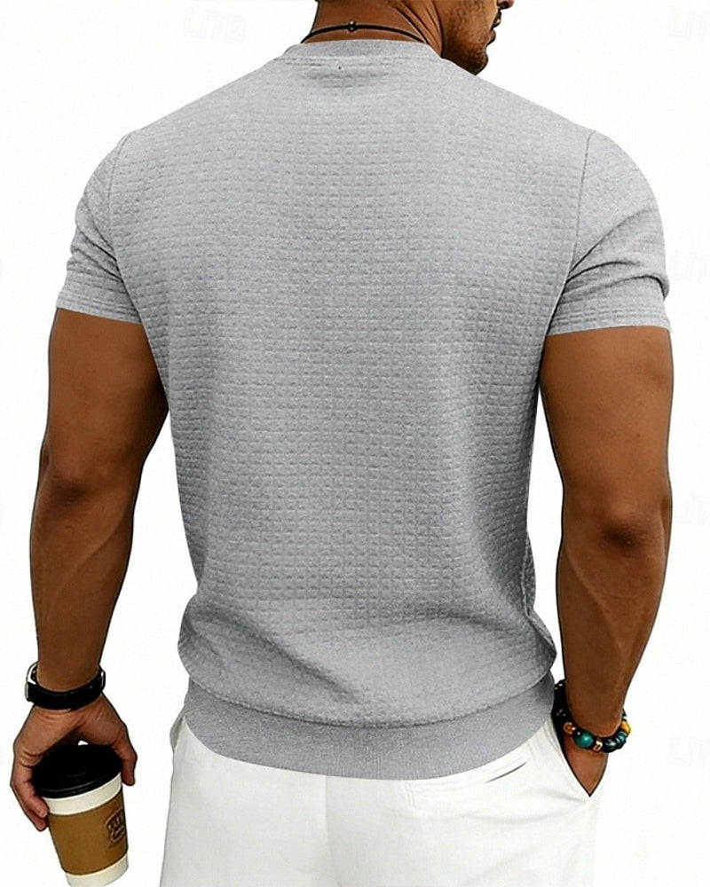 T-Shirt Côtes Col Rond Manches Courtes