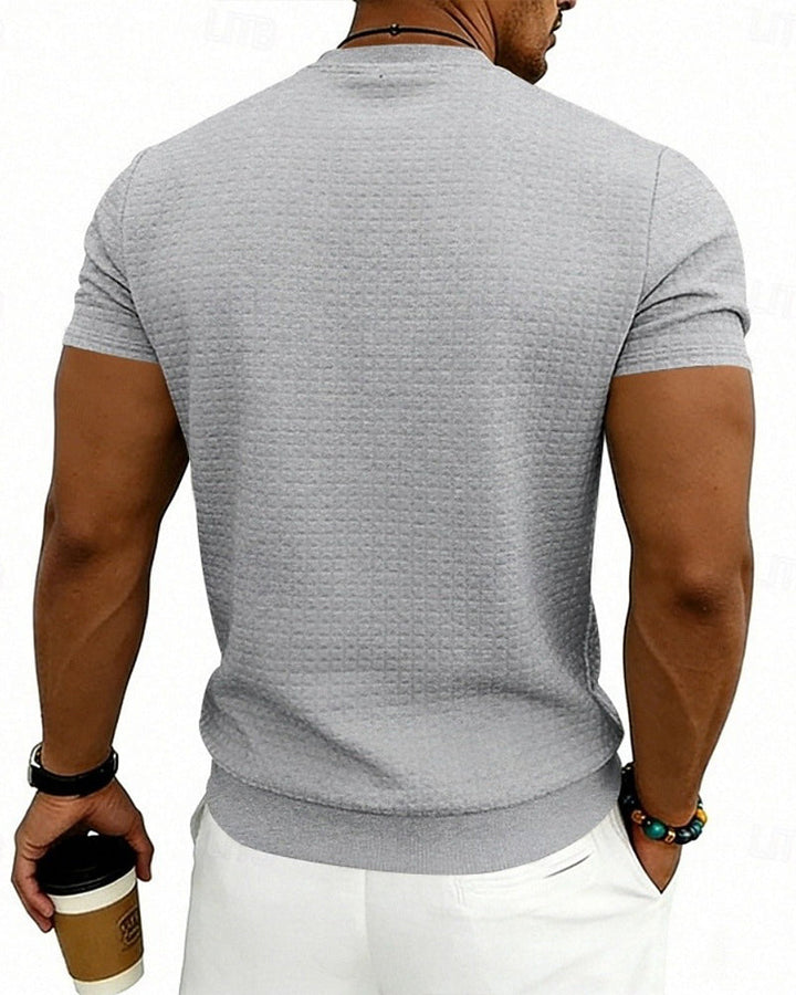 T-Shirt Côtes Col Rond Manches Courtes