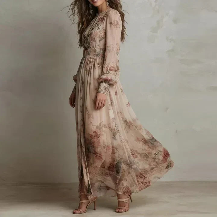 Amélia | Robe Maxi Fleurie Taille Haute Vintage