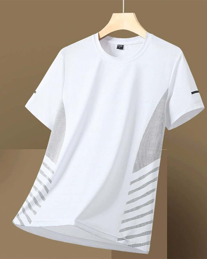 T-Shirt Homme Bande Latérale Soie De Glace