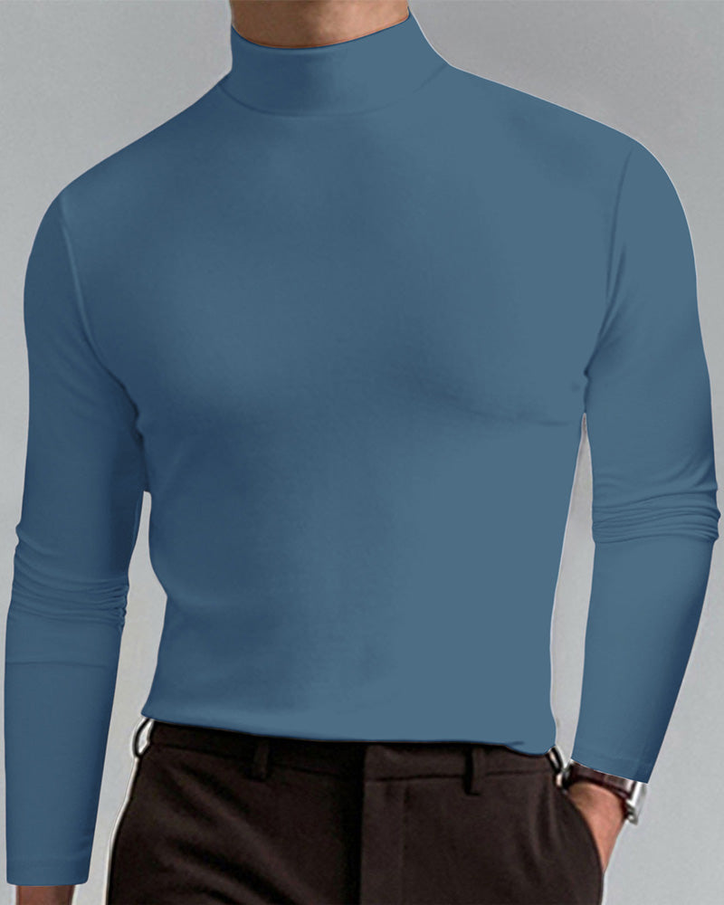 T-Shirt À Manches Longues Pour Homme Avec Col Ajusté
