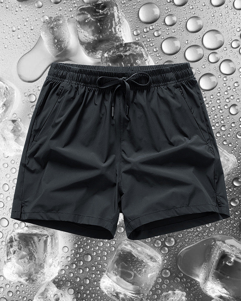 Shorts Hommes Taille Élastique Poche Séchage Rapide Ice-Soie Sport