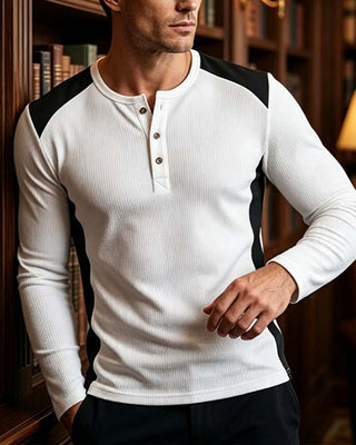 Haut Bicolore Col Rond Boutonné