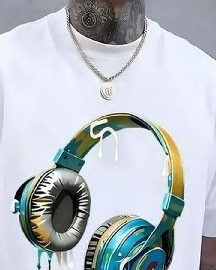 T-Shirt Hommes Imprimé Graffiti Casque