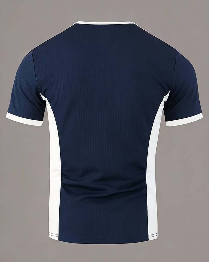 T-Shirt Homme Bloc De Couleur Gaufré