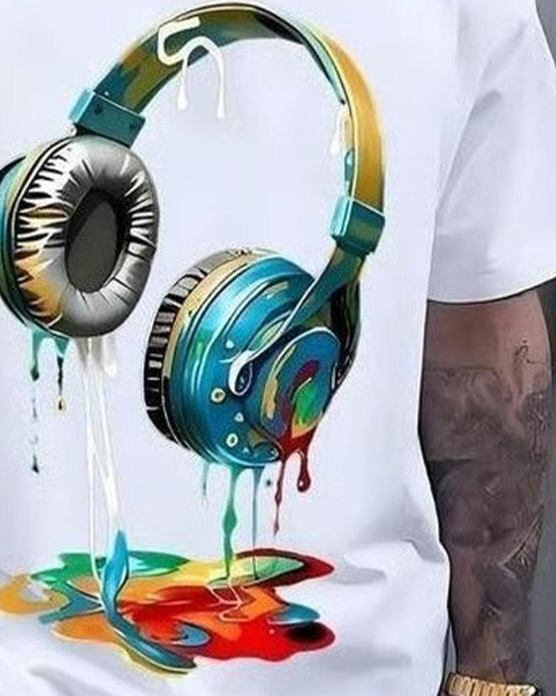 T-Shirt Hommes Imprimé Graffiti Casque