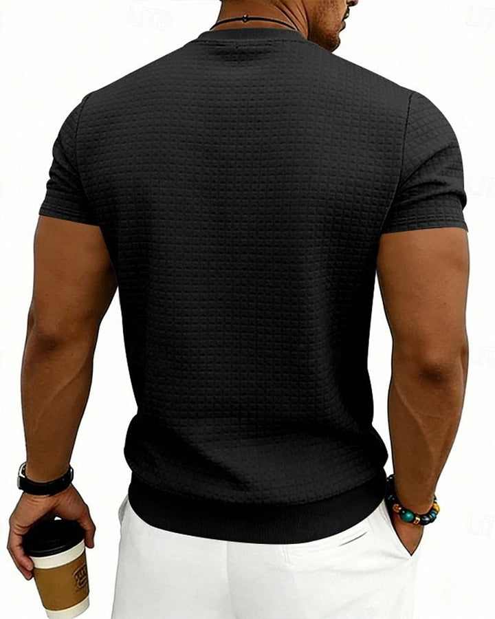T-Shirt Côtes Col Rond Manches Courtes
