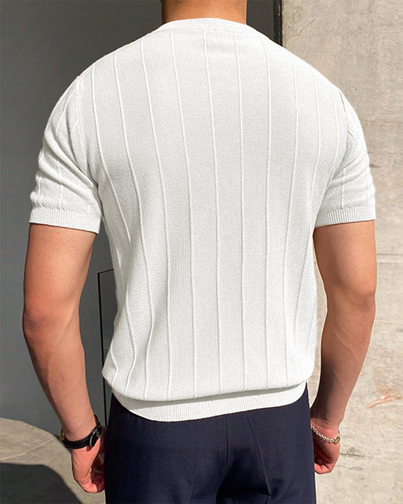 T-shirt Homme Col Rond Manches Courtes Respirant Tricoté