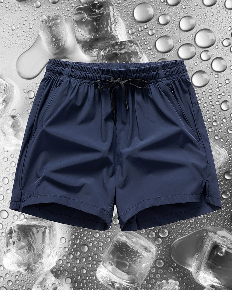 Shorts Hommes Taille Élastique Poche Séchage Rapide Ice-Soie Sport