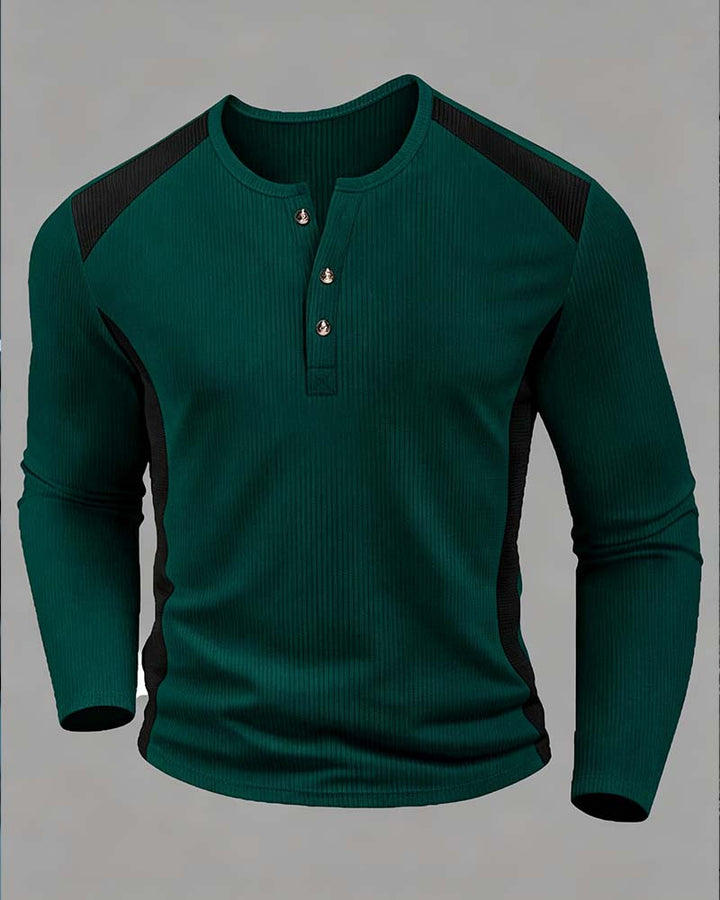 Haut Bicolore Col Rond Boutonné