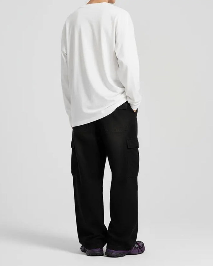 T-Shirt Homme Col Rond Manches Longues Fente