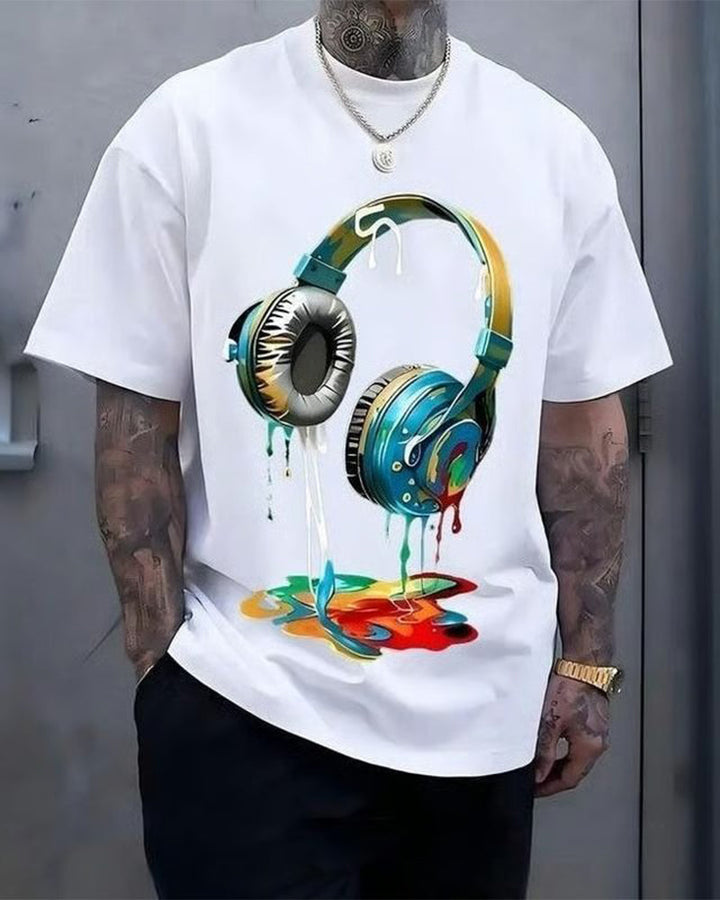 T-Shirt Hommes Imprimé Graffiti Casque