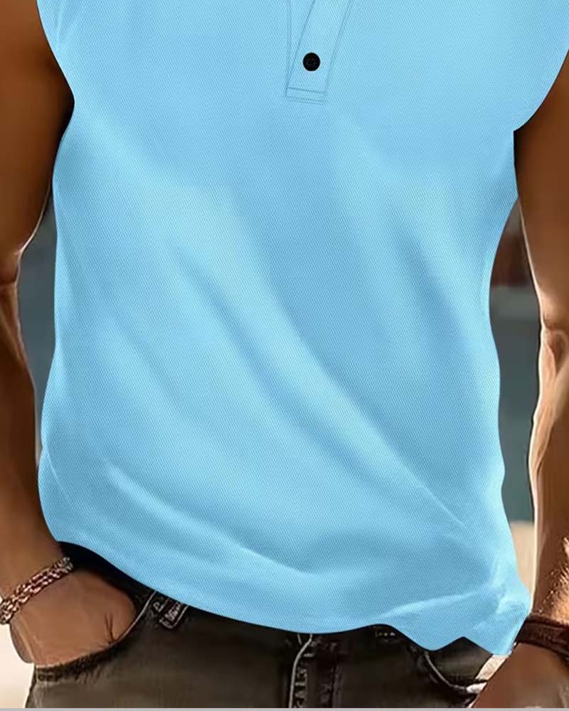 Débardeur Homme Henley Uni Sport