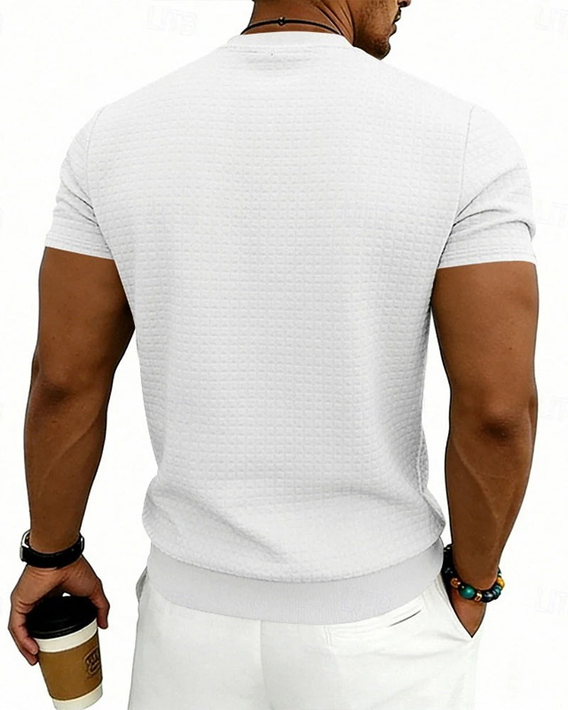 T-Shirt Côtes Col Rond Manches Courtes