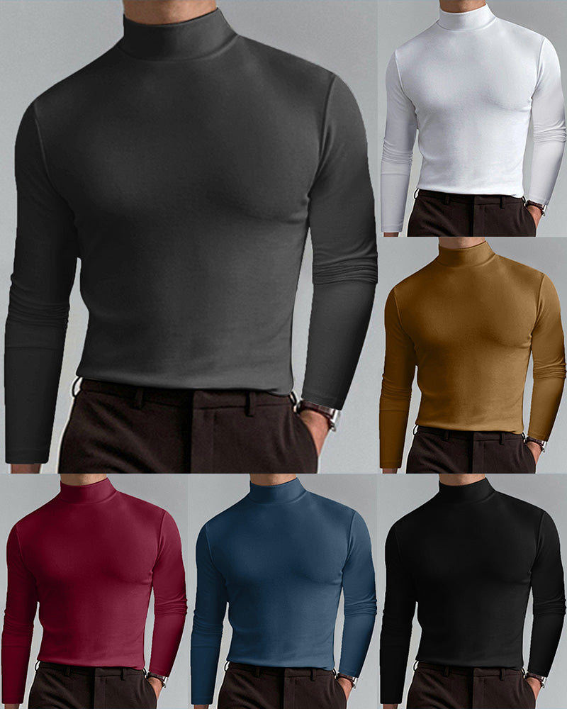 T-Shirt À Manches Longues Pour Homme Avec Col Ajusté