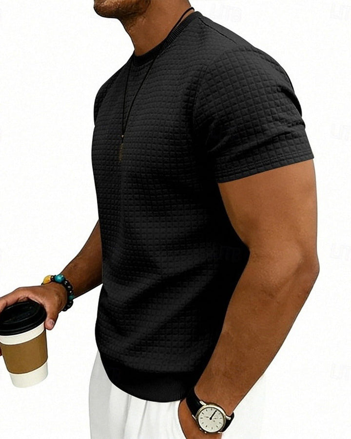 T-Shirt Côtes Col Rond Manches Courtes