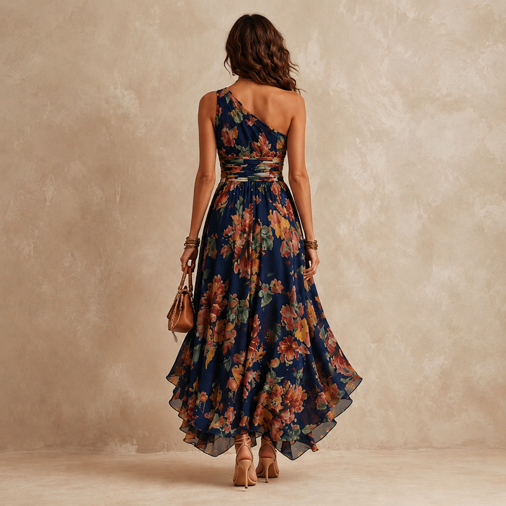 Céleste | Robe Maxi À Une Épaule Fleurie