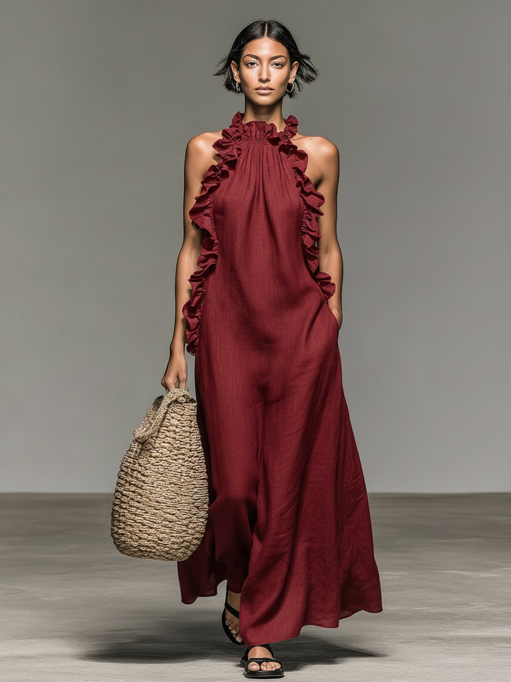 Gladys | Robe Maxi À Volants Sans Manches