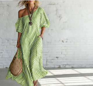 Alicia | Robe Maxi Rayée Côtière