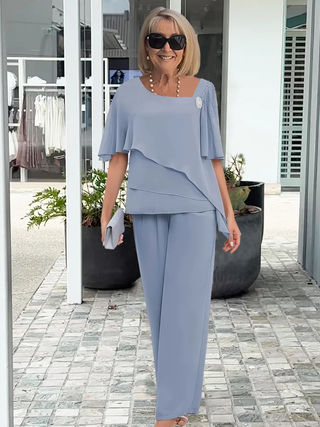 Ninon | Ensemble Chemisier Asymétrique Superposé et Pantalon Large
