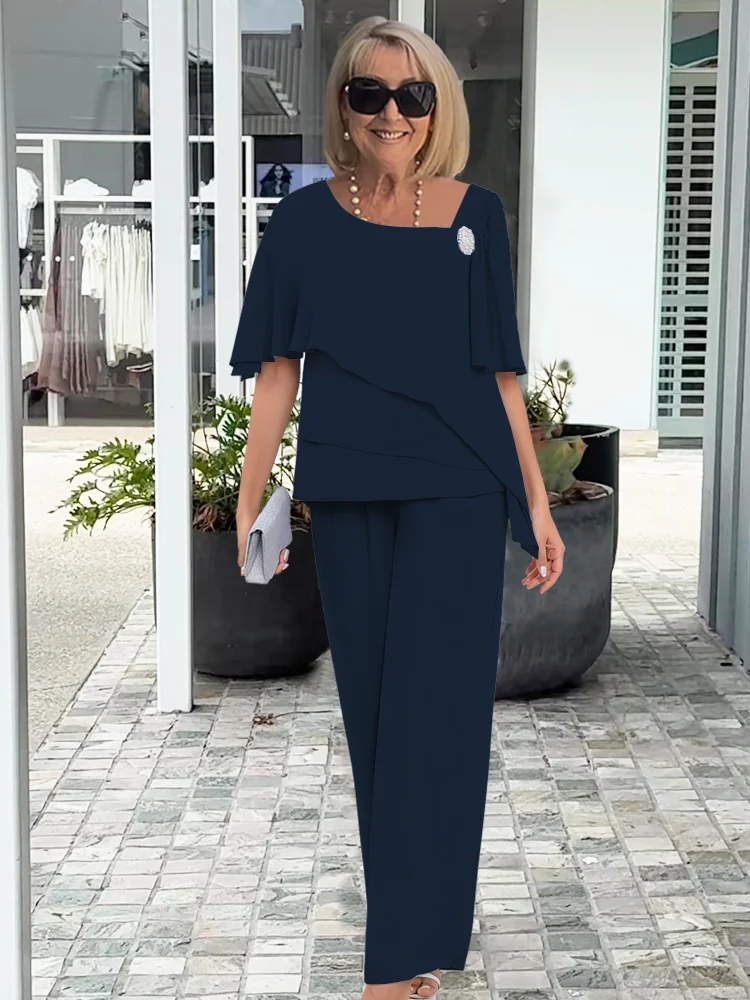 Ninon | Ensemble Chemisier Asymétrique Superposé et Pantalon Large