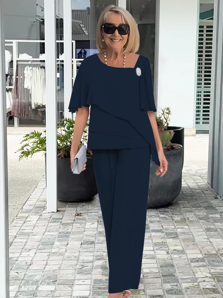 Ninon | Ensemble Chemisier Asymétrique Superposé et Pantalon Large