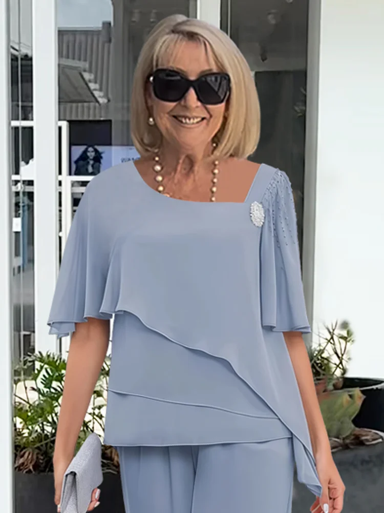 Ninon | Ensemble Chemisier Asymétrique Superposé et Pantalon Large