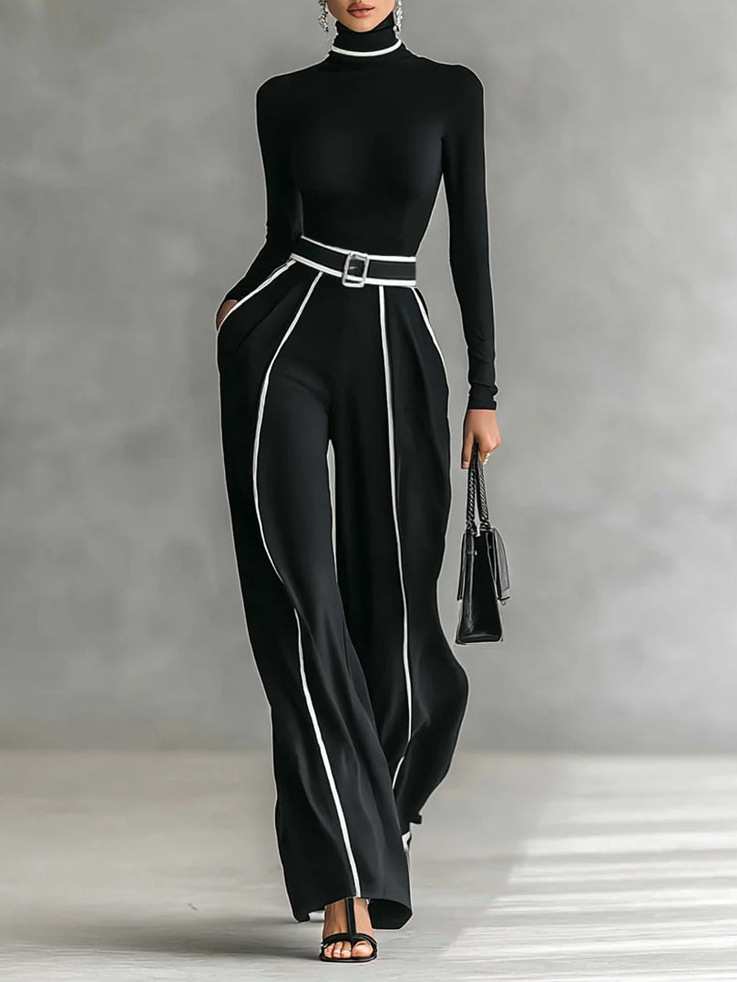 Emma | Ensemble Élégant à Col Montant et Pantalon Large