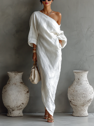 Elise | Robe maxi asymétrique et élégante
