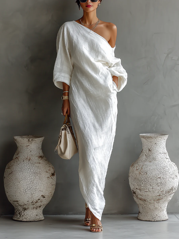 Elise | Robe maxi asymétrique et élégante
