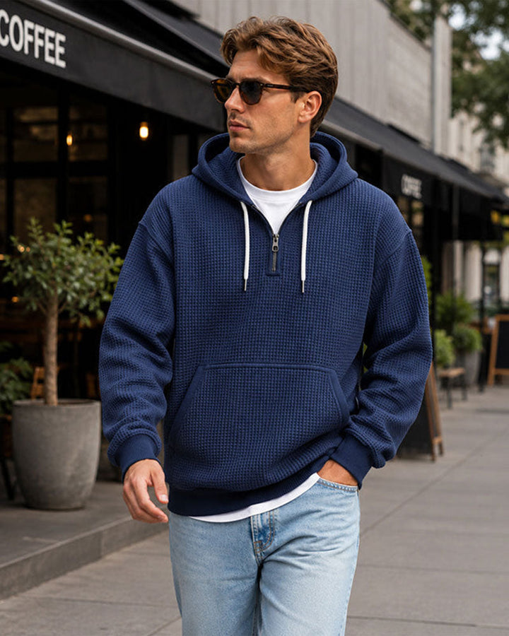 Hoodie Homme Unie Fermeture Éclair Pull