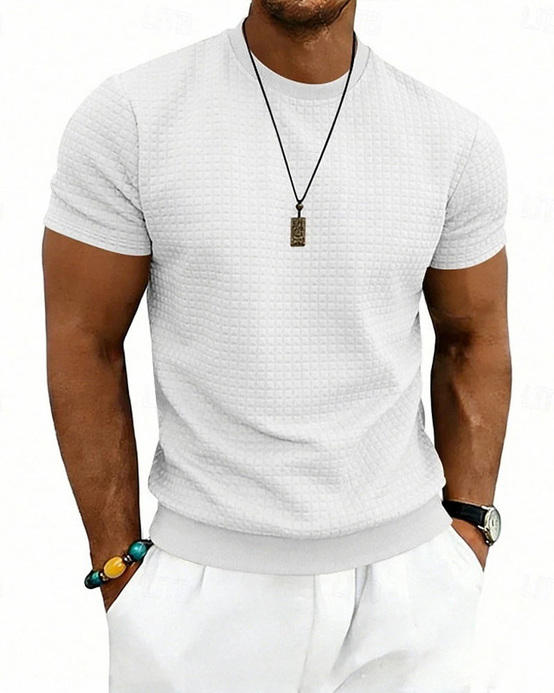 T-Shirt Côtes Col Rond Manches Courtes