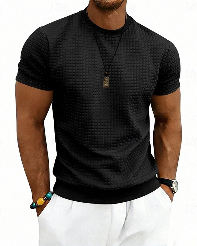 T-Shirt Côtes Col Rond Manches Courtes