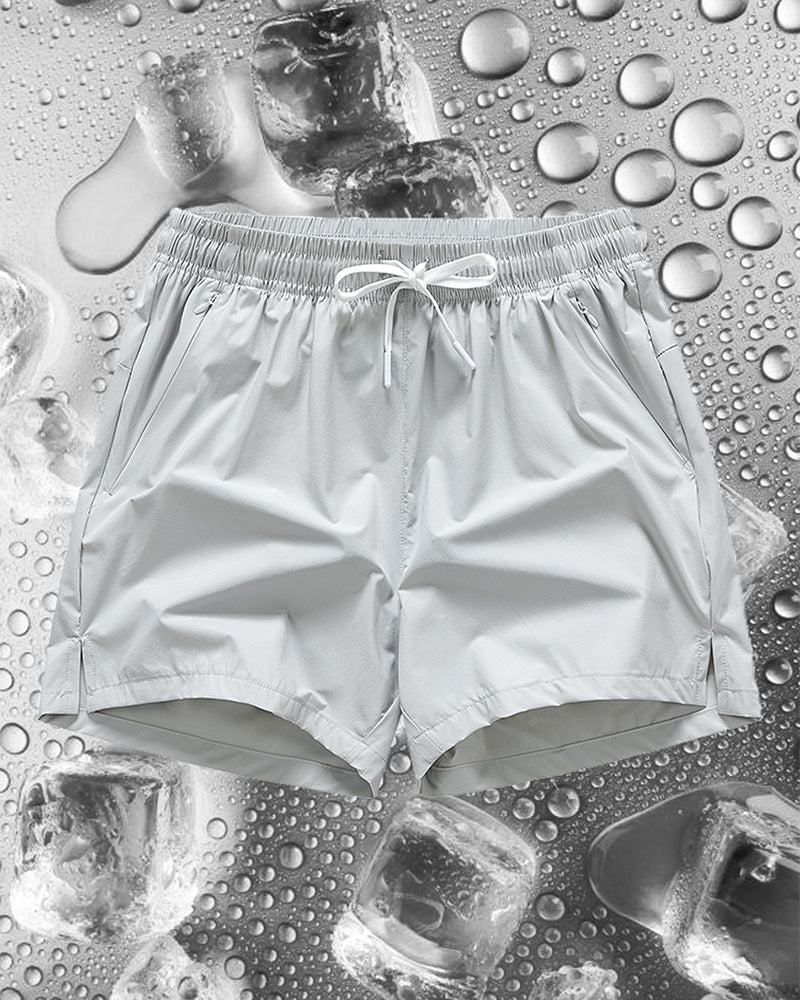 Shorts Hommes Taille Élastique Poche Séchage Rapide Ice-Soie Sport