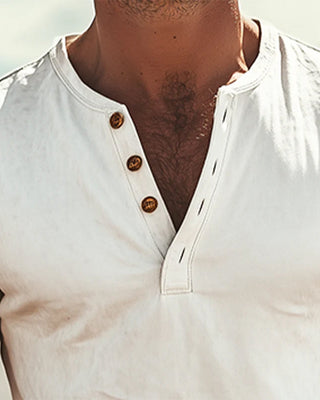 T-Shirt Hommes Patte Boutonnée Manches Courtes