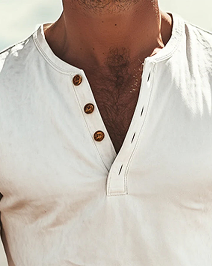 T-Shirt Hommes Patte Boutonnée Manches Courtes