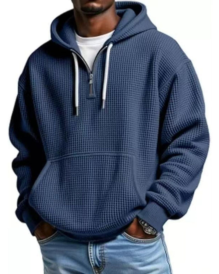 Hoodie Homme Unie Fermeture Éclair Pull