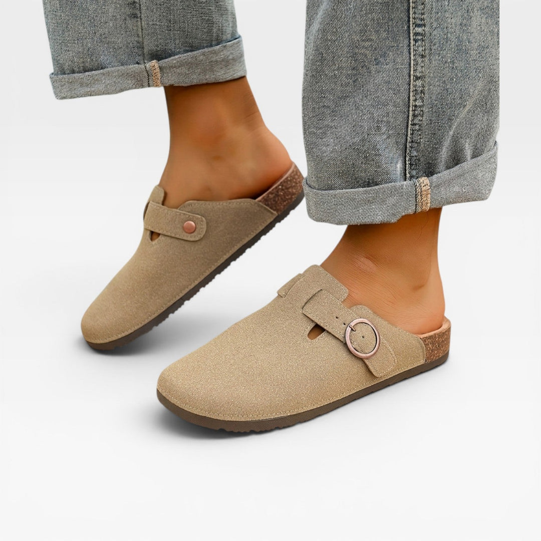 Sabots en liège pour hommes – Mules à enfiler à bout fermé avec boucle ronde