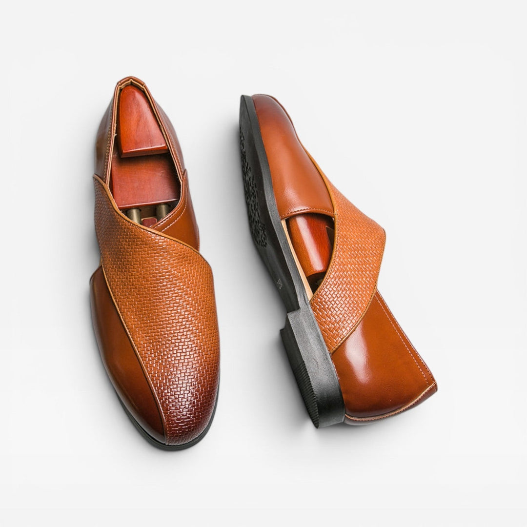 Mocassins en cuir véritable pour hommes – Chaussures habillées classiques à enfiler avec bride croisée